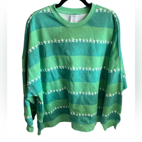 Disneyland Striped Spirit Jersey Mickey Friends‎ Sweatshirt Unisex Sz XL Green - Picture 2 of 11